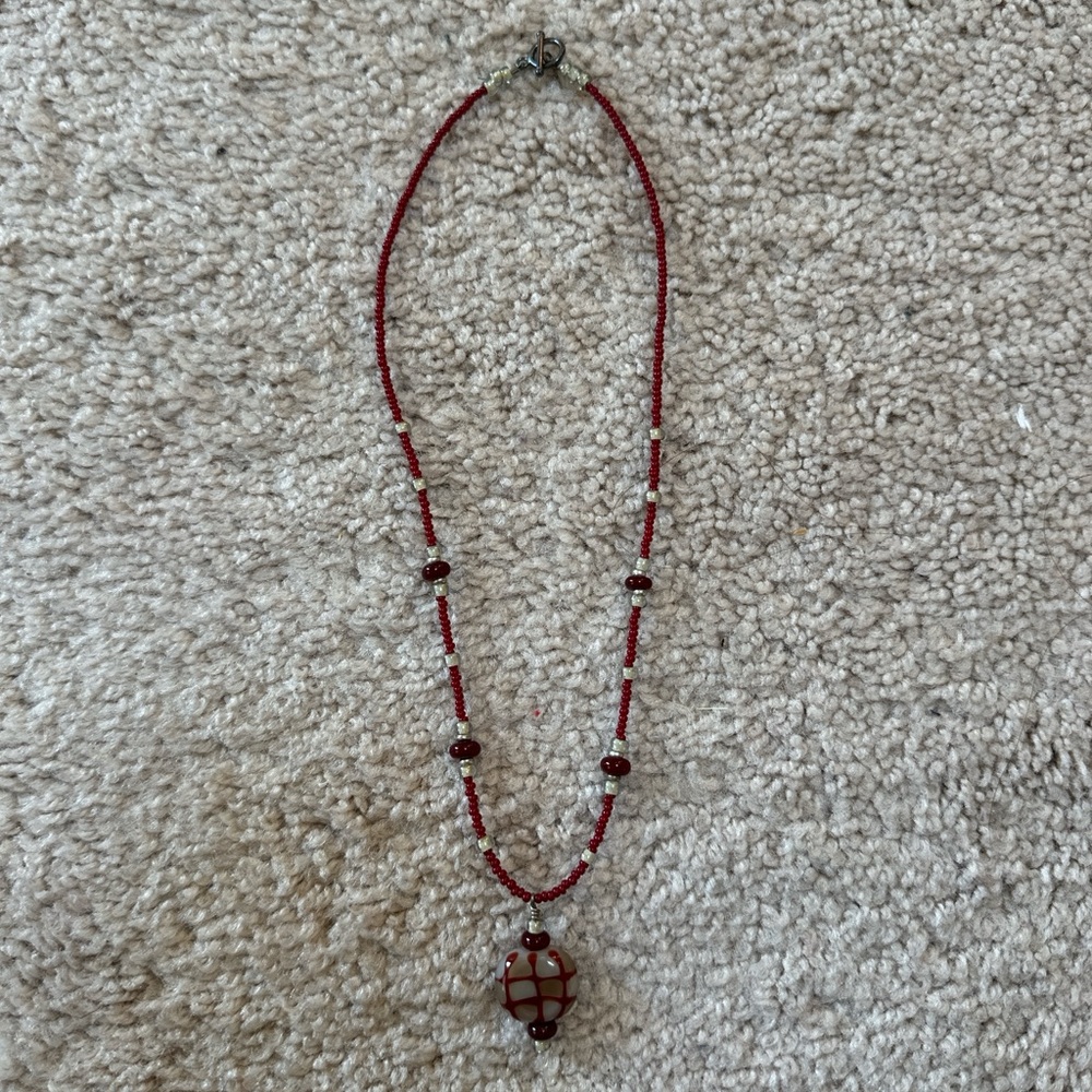 Elegant Red Beaded Necklace
